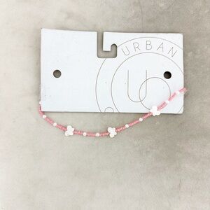 NWT Urban Outfitters Pink Beaded Butterfly Necklace